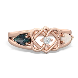 Alexandrite Hearts Intertwined 14K Rose Gold ring R5880