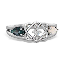 Alexandrite Hearts Intertwined 14K White Gold ring R5880