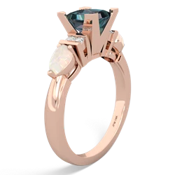 Alexandrite 6Mm Princess Eternal Embrace Engagement 14K Rose Gold ring C2002