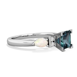 Alexandrite 6Mm Princess Eternal Embrace Engagement 14K White Gold ring C2002