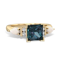 Alexandrite 6Mm Princess Eternal Embrace Engagement 14K Yellow Gold ring C2002