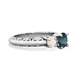 Alexandrite Art Deco Eternal Embrace Engagement 14K White Gold ring C2003