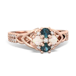 Alexandrite Celtic Knot Cluster Engagement 14K Rose Gold ring R26443RD