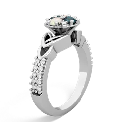 Alexandrite Celtic Knot Cluster Engagement 14K White Gold ring R26443RD