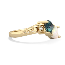 Alexandrite Snuggling Hearts 14K Yellow Gold ring R2178