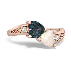 Alexandrite Snuggling Hearts 14K Rose Gold ring R2178