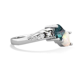 Alexandrite Snuggling Hearts 14K White Gold ring R2178