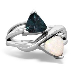 Alexandrite Split Band Swirl 14K White Gold ring R2341