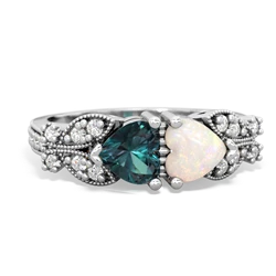 Alexandrite Diamond Butterflies 14K White Gold ring R5601