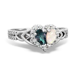 Alexandrite Celtic Knot Two Hearts As One 14K White Gold ring R2644HRT