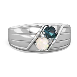 Alexandrite Men's Streamline 14K White Gold ring R0460