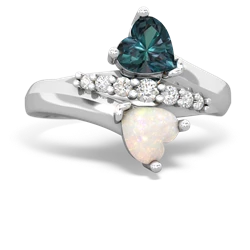 Alexandrite Heart To Heart 14K White Gold ring R2064