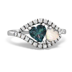 Alexandrite Mother And Child 14K White Gold ring R3010