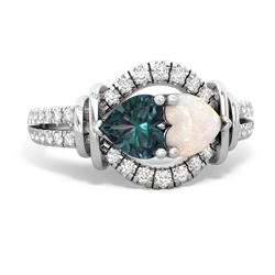 Alexandrite Art-Deco Keepsake 14K White Gold ring R5630