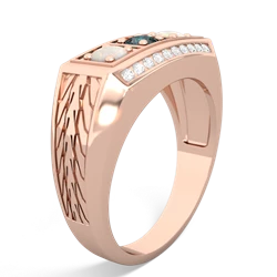 Alexandrite Three Stone Tire Tread Men's 14K Rose Gold ring R0520