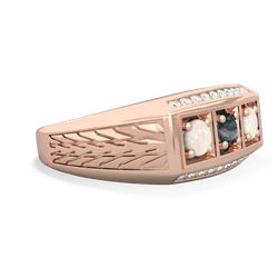 Alexandrite Three Stone Tire Tread Men's 14K Rose Gold ring R0520