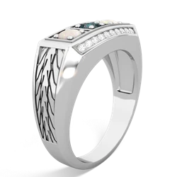 Alexandrite Three Stone Tire Tread Men's 14K White Gold ring R0520