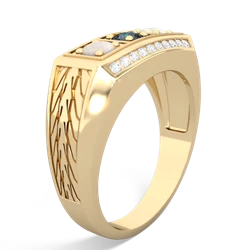 Alexandrite Three Stone Tire Tread Men's 14K Yellow Gold ring R0520