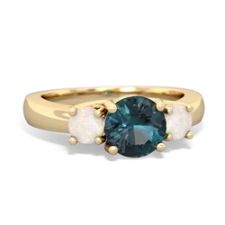 Alexandrite Three Stone Round Trellis 14K Yellow Gold ring R4018