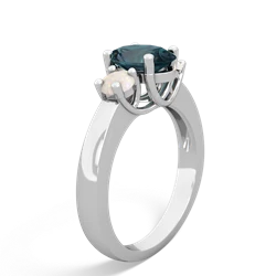 Alexandrite Three Stone Oval Trellis 14K White Gold ring R4024