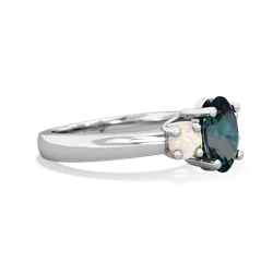 Alexandrite Three Stone Oval Trellis 14K White Gold ring R4024