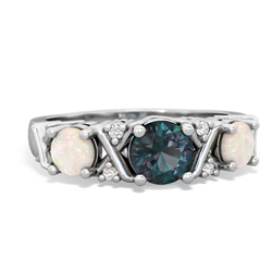 Alexandrite Hugs And Kisses 14K White Gold ring R5016