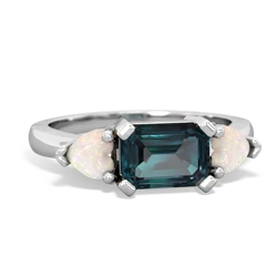 Alexandrite Three Stone 14K White Gold ring R5235