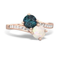 Alexandrite Channel Set Two Stone 14K Rose Gold ring R5303