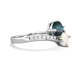 Alexandrite Channel Set Two Stone 14K White Gold ring R5303