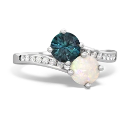 Alexandrite Channel Set Two Stone 14K White Gold ring R5303