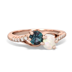 Alexandrite Infinity Pave Two Stone 14K Rose Gold ring R5285