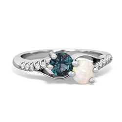 Alexandrite Infinity Pave Two Stone 14K White Gold ring R5285