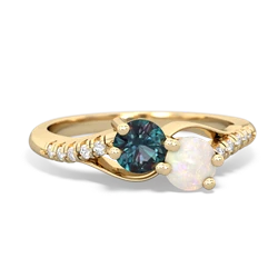 Alexandrite Infinity Pave Two Stone 14K Yellow Gold ring R5285