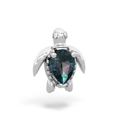 Alexandrite Baby Sea Turtle 14K White Gold pendant P5241