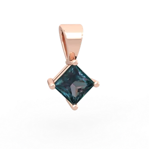 Alexandrite 5Mm Princess Solitaire 14K Rose Gold pendant P1789