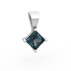 Alexandrite 5Mm Princess Solitaire 14K White Gold pendant P1789