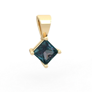 Alexandrite 5Mm Princess Solitaire 14K Yellow Gold pendant P1789