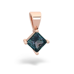 Alexandrite 5Mm Princess Solitaire 14K Rose Gold pendant P1789