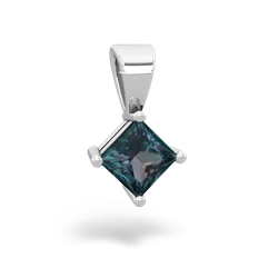 Alexandrite 5Mm Princess Solitaire 14K White Gold pendant P1789