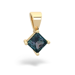 Alexandrite 5Mm Princess Solitaire 14K Yellow Gold pendant P1789