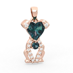 Alexandrite Puppy Love 14K Rose Gold pendant P5800
