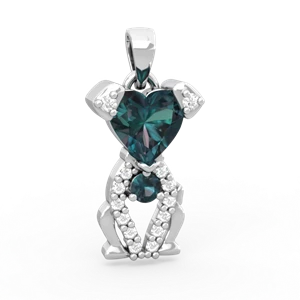 Alexandrite Puppy Love 14K White Gold pendant P5800
