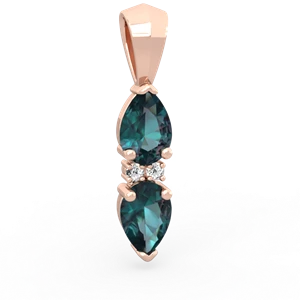 Alexandrite Bowtie Drop 14K Rose Gold pendant P0865