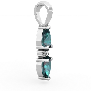 Alexandrite Bowtie Drop 14K White Gold pendant P0865