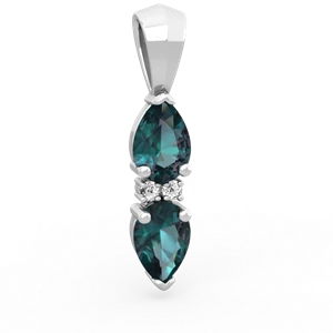 Alexandrite Bowtie Drop 14K White Gold pendant P0865