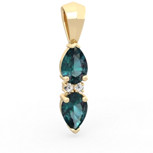 Alexandrite Bowtie Drop 14K Yellow Gold pendant P0865