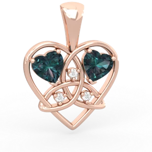 Alexandrite Celtic Trinity Heart 14K Rose Gold pendant P5331