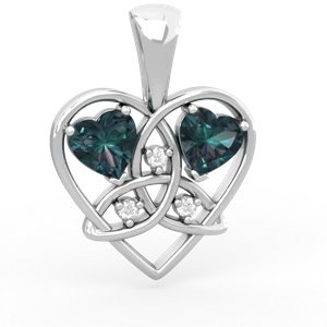 Alexandrite Celtic Trinity Heart 14K White Gold pendant P5331