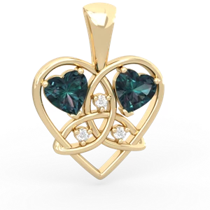 Alexandrite Celtic Trinity Heart 14K Yellow Gold pendant P5331