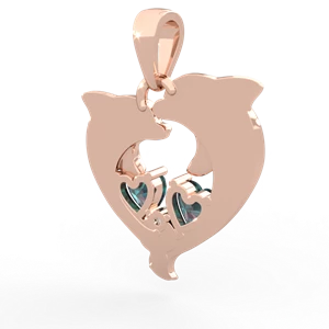 Alexandrite Dolphin Heart 14K Rose Gold pendant P5820